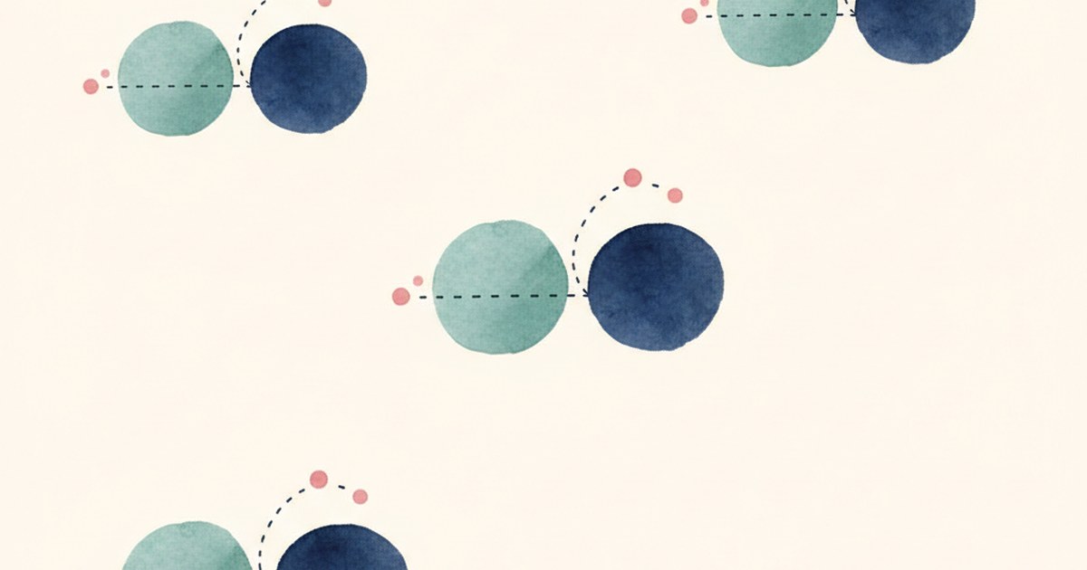 Editorial illustration of three pairs of watercolor circles being connected.